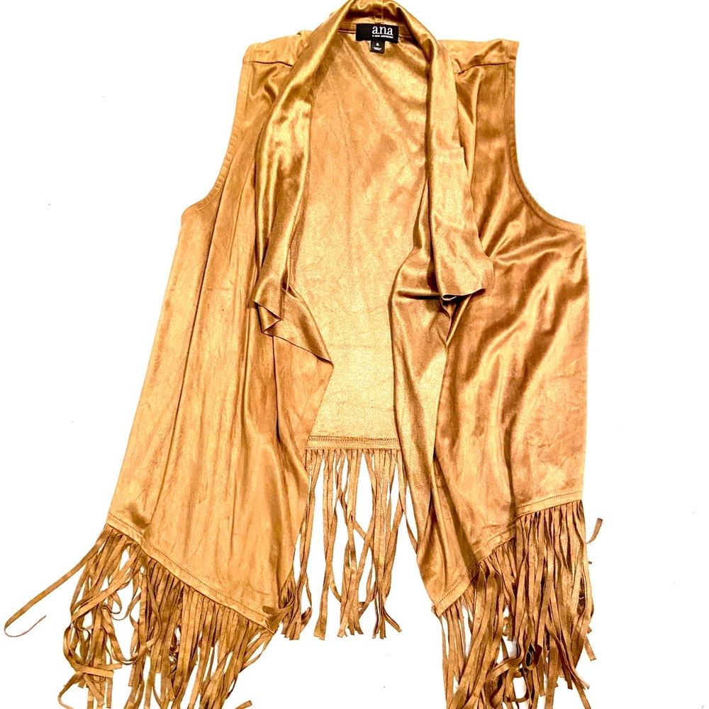 Brown suede vest with fringe